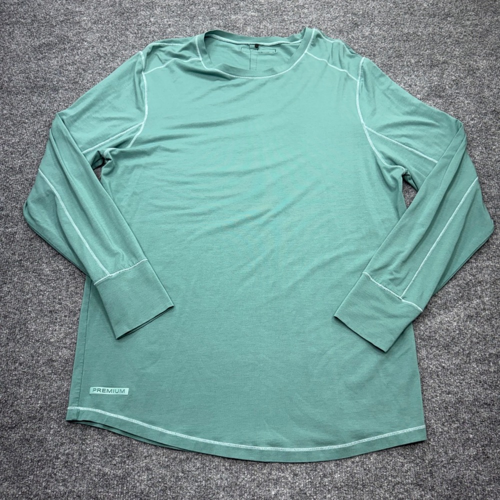 Alphalete Premium Long‎ Sleeve Shirt Mens Seafoam Green Contrast Stitching Gym L
